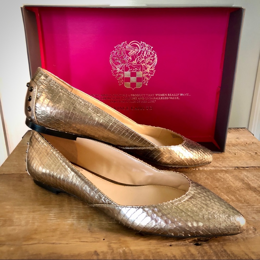 Vince Camuto- Alley Metallic Studded Flats NEW